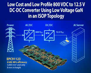 Low Cost and Low Profile 800 VDC to 12.5 V DC-DC Converter Using Low Voltage GaN in an ISOP Topology